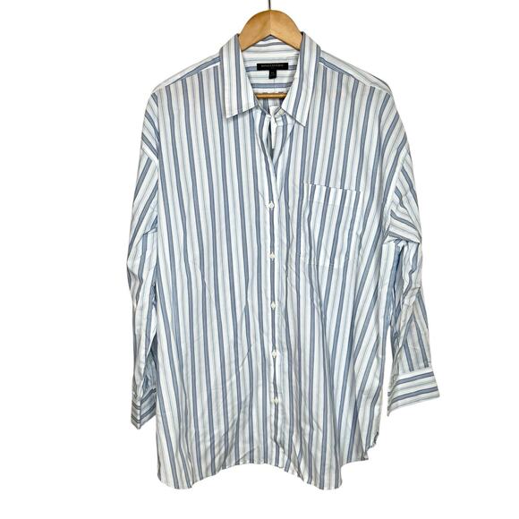 Chemise Homme Banana Republic à Rayures Bleu Et Blanc - Taille M Manches Longues - Occasion Très Bon état